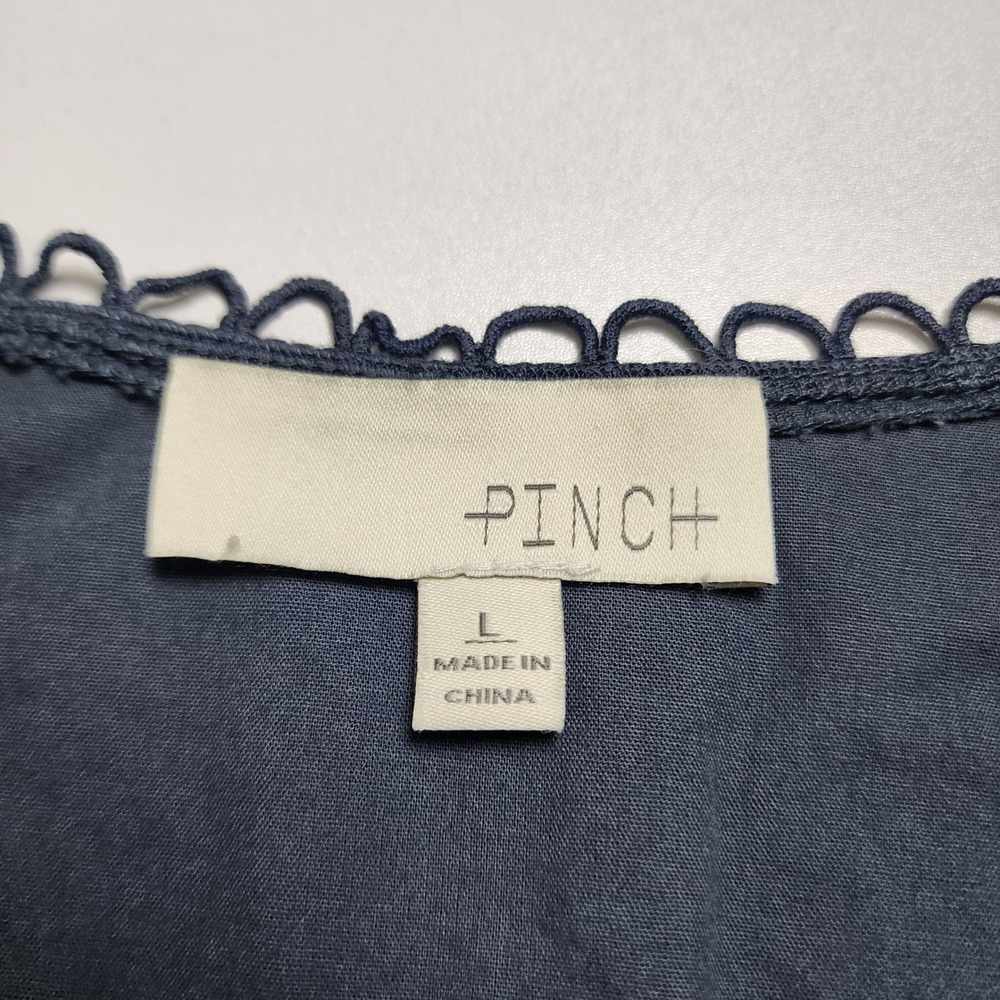 Pinch Womens Deep Navy Eyelet Detail Midi Dress Size Large Cotton Blue - Picture 7 of 13